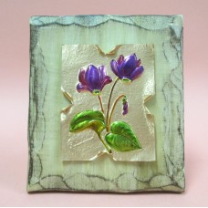 Fiore su lastra di rame effetto arte povera